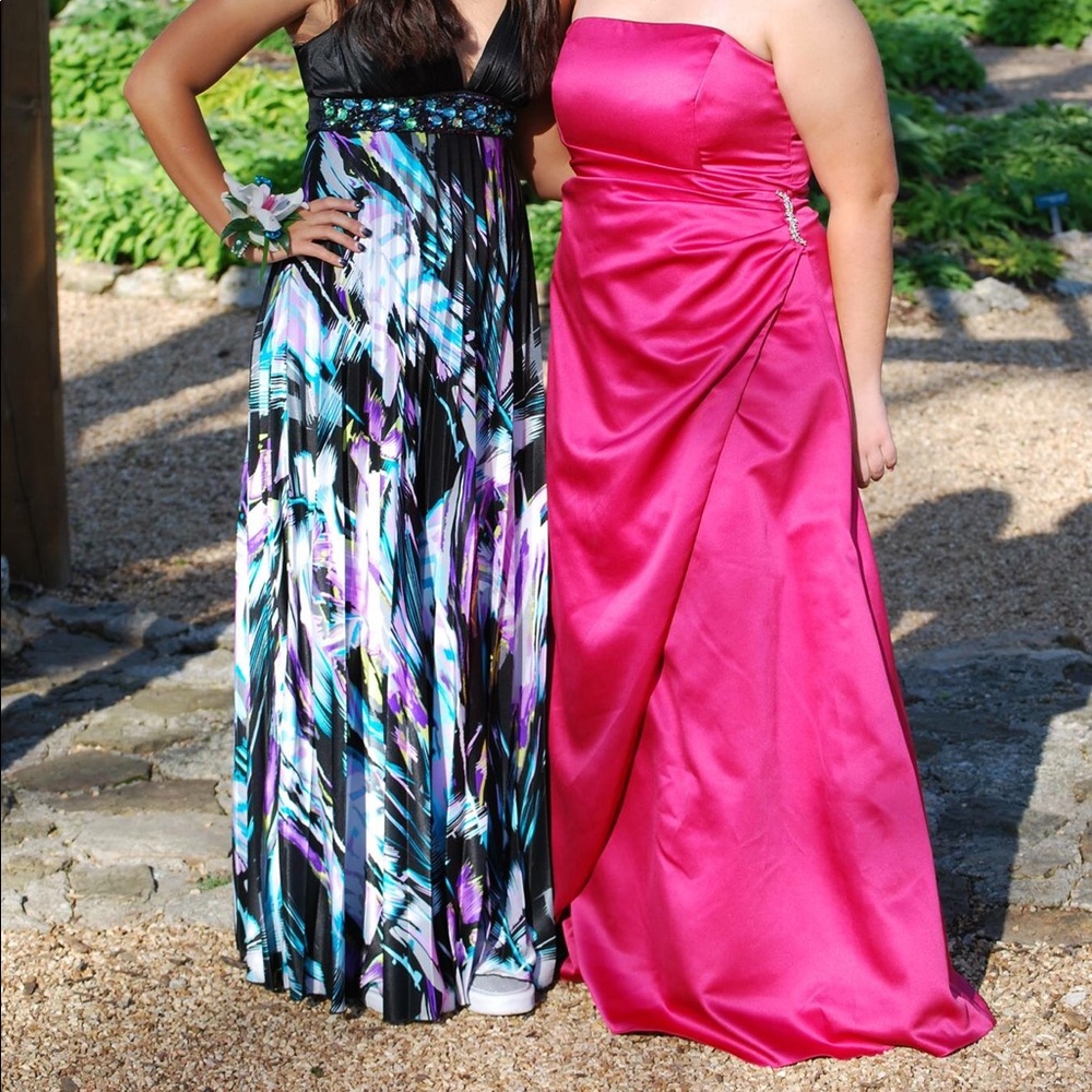 Pink silk prom dress